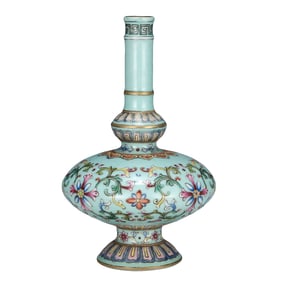 Chinese Gilt Edge Famille Rose Flowers Design Porcelain Vase