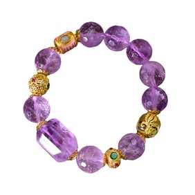 Hand Carved Amethyst Beads Bracelet