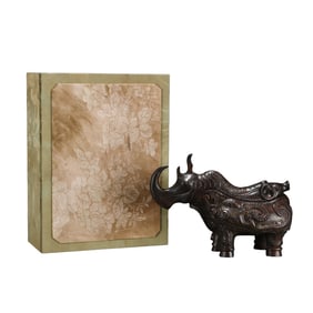 Vintage Chenxiang Wood Carved Rhinoceros Statue