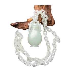 Superb Chinese White Hetian Jade Carved Vase Pendant