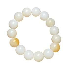Hand Woven Chinese White Hetian Jade Beads Bracelet