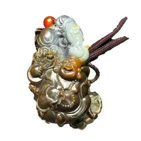 Superb Chinese Hetian Jade Carved Taoism Deity Fukurokuju Pendant