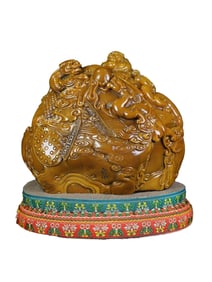 Superb Chinese Tianhuang Stone High Relief Chi Dragon Seal