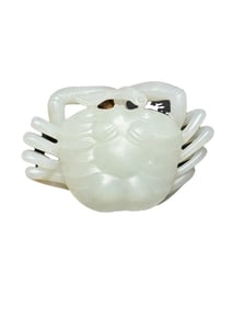 Superb Chinese White Hetian Jade Carved Crab Pendant