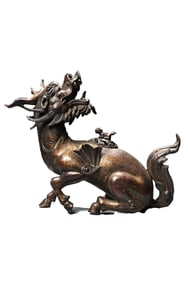Vintage Chinese Copper Fortune Kylin Statue