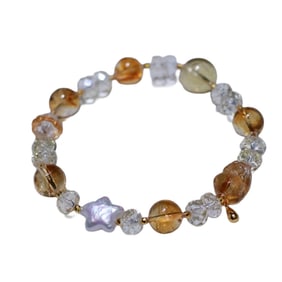 Hand Woven Yellow Crystal & White Crystal Beads Bracelet