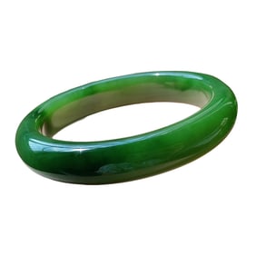 Inside Diameter 57.3mm Superb Chinese Green Hetian Jade Bracelet