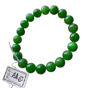 Hand Woven Chinese Green Hetian Jade Beads Bracelet