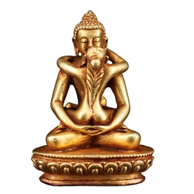 Tibetan Buddhism Gilt Gold Copper Buddha Statue