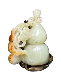 Superb Chinese Hetian Jade Carved Gourd Pendant