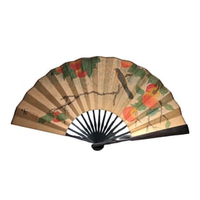 Chinese Watercolour On Xuan Paper Flowers Bird Painting Fan