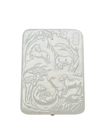 Superb Chinese White Hetian Jade Low Relief Eight Horse Pendant