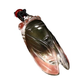 Beautiful Green Crystal Carved Fortune Cicada Pendant