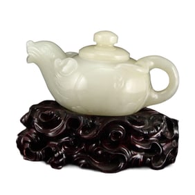Superb Chinese Hetian Jade Fortune Mouse Teapot