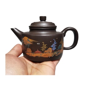Vintage Chinese Yixing Zisha Clay Teapot w Artist Signed