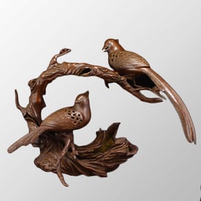 Vintage Chinese Copper Magpie Statue