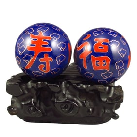 A Pair Bronze Cloisonne Inlay Silver Wire Gymnastic Ball