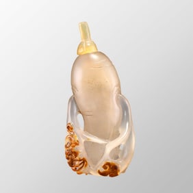 Chinese Agate Carved Ginseng Snuff Bottle