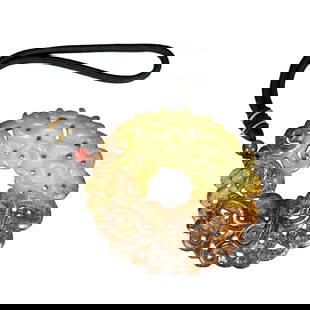 Openwork Vintage Chinese Hetian Jade Carved Fortune Dragon Jade Bi Pendant: Openwork Vintage Chinese Hetian Jade Carved Fortune Dragon Jade Bi PendantDimension: 90 x 90 x 16 (mm)3.54 x 3.54 x 0.63 (inches) Weight: 0.30 lbs/ 135 g