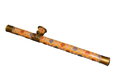Vintage Chinese Copper Cloisonne Tobacco Pipe