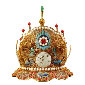 Exquisite Chinese Exquisite Chinese Inlay Hetian Jade & Pearl & Gems Crown