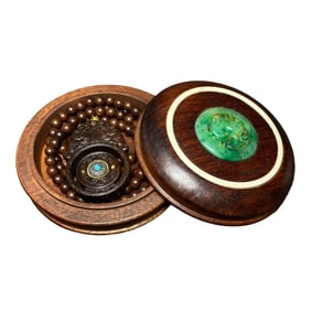 Chenxiang Wood Carved Fortune Beast Pendant w Hand Woven Beads Necklace w Huali Wood Box