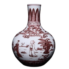 Chinese Underglaze Red Figure Design Porcelain Vase