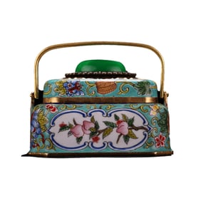 Vintage Chinese Gilt Edge Copper Cloisonne Handle Handwarmer
