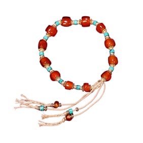 Hand Woven Red Agate & Turquoise Beads Bracelet