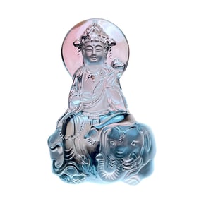 Beautiful White Crystal Carved Samantabhadra Pendant