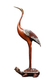 Vintage Chinese Copper Dragon Turtle & Crane Statue