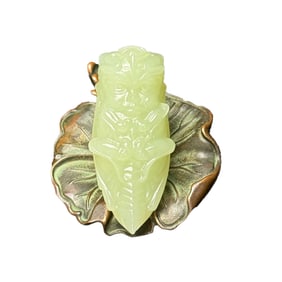 Chinese Hetian Jade Carved Fortune Cicada Pendant