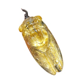 Exquisite Titanium Crystal Carved Fortune Cicada Pendant