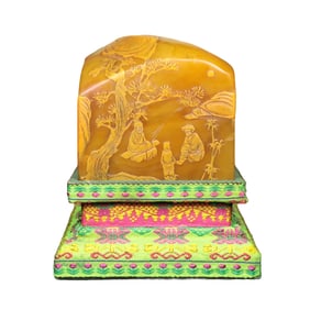 Superb Chinese Tianhuang Stone Low Relief Sages Meeting Seal