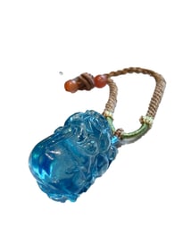 Beautiful Natural Aquamarine Carved Fortune Pixiu Pendant