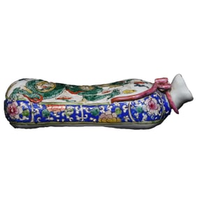 Chinese Famille Rose Fortune Dragon Design Porcelain Pillow