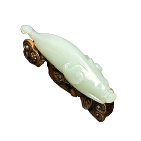Chinese Hetian Jade Carved Wild Boar Pendant
