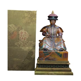 Superb Vintage Chinese Tianhuang Stone Carved Emperor Shunzhi Seal Statue