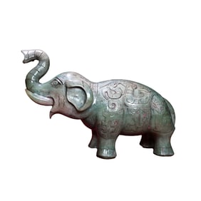 Superb Vintage Chinese Hetian Jade Carved Elephant Statue