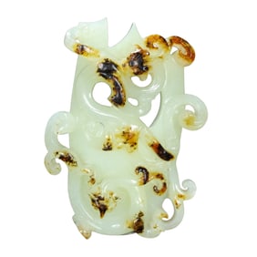 Superb Chinese Hetian Jade High Relief Chi Dragon Pendant