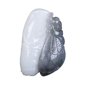 Superb Chinese Hetian Jade Carved Fortune Cicada Pendant