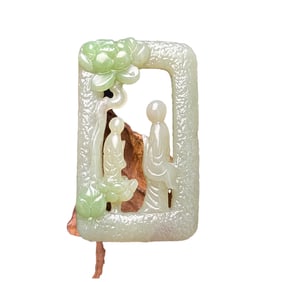 Chinese Hetian Jade Carved Buddha Pendant