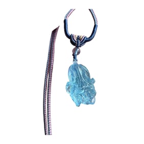 Beautiful Natural Aquamarine Carved Fortune Cabbage Pendant