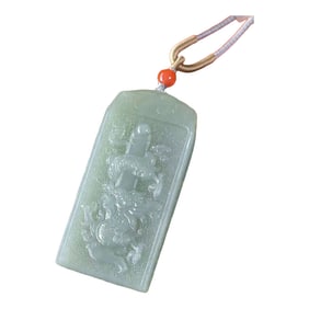 Chinese Hetian Jade Low Relief Fortune Dragon Pendant
