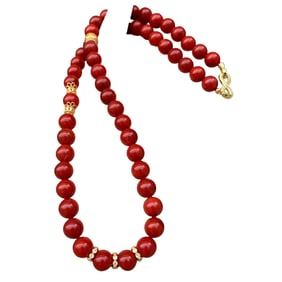 Exquisite Chinese Nanhong Agate Beads Necklace