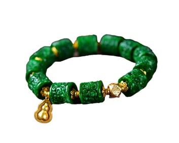 Hand Woven Exquisite Green Jadeite Beads Bracelet
