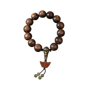 Hand Woven Chenxiang Wood Beads Bracelet