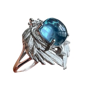 Beautiful 925 Silver Inlay Aquamarine Ring