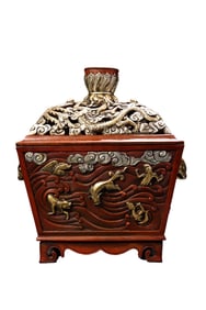 Vintage Chinese Gilt Gold Copper Fortune Dragon Incense Burner
