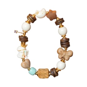 Hand Woven Chenxiang Wood & Bone Beads Bracelet